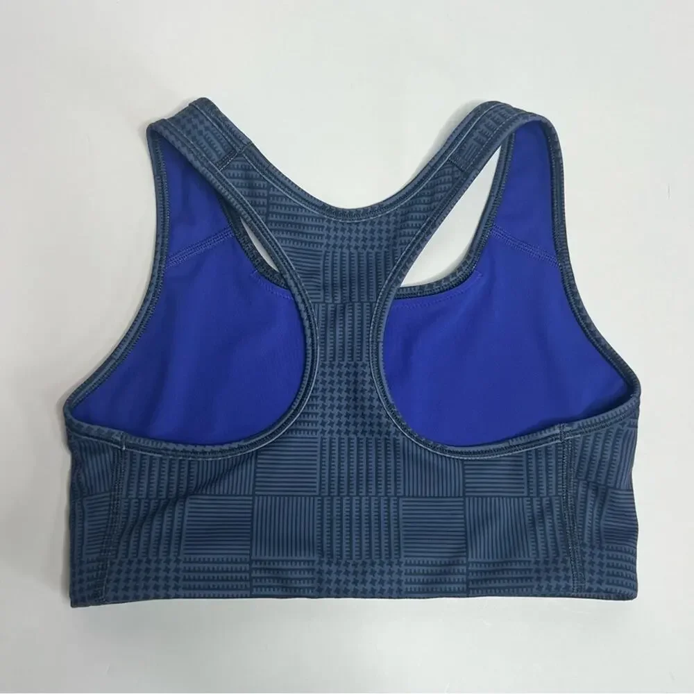 NIKE Plaid Pattern Sports Bra Blue Purple